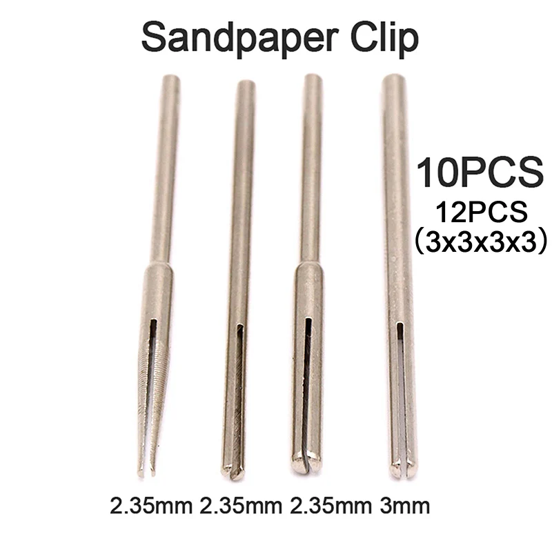10PCS/12PCS 2,35mm 3mm Schaft Schleifpapier Klemme Split Dorne Lange Schleif Halter Clip Stange für Dreh Werkzeuge – Detail 6