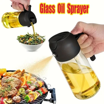 2in1 500ml Glass Oil Sprayer Oil Spray Bottle Oil Tank BBQ Kitchen Baking BBQ Picnic Kitchen Tools for Businesses