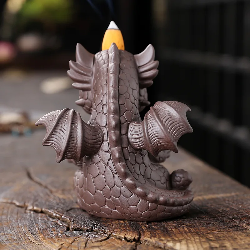 1pc Ceramic Waterfall Incense Burner, Vintage Dragon Backflow Incense Burner, Household Burner Catcher Holder (without Incense）