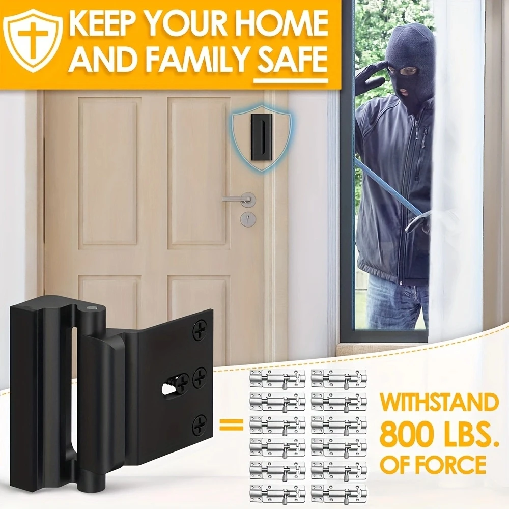 Home Anti-Theft Door Lock With 4 Screws, Childproof Reinforcement Lock, Can Withstand 800 Pounds Of Inward-Opening Door
