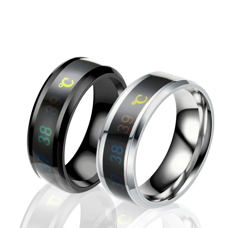 Stainless Steel Ring Smart Sensor Body Stainless Steel Love Band Ring Temperature Measurement Function Rings For Couples Accessories Anillo