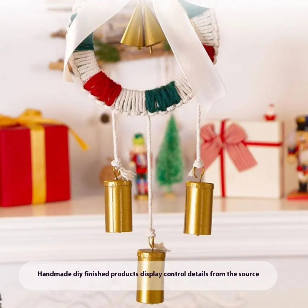 Description Picture 2 of item10PCS Christmas Ornament Bells Conical Barrel Shaped Retro Gold wind Chimes Wall Hanging Christmas Decoration Bell New Year Gift