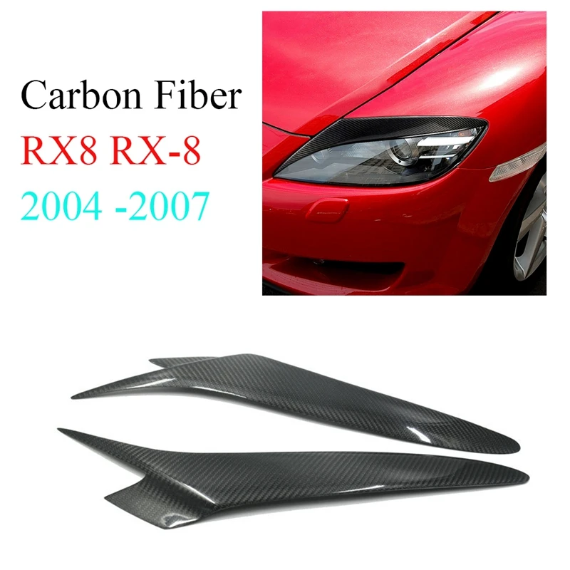 Carbon Fiber Headlight Eyelids Head Light Lamp Eyebrow Cover Trim For Mazda RX8 RX-8 2004 2005 2006 2007 1