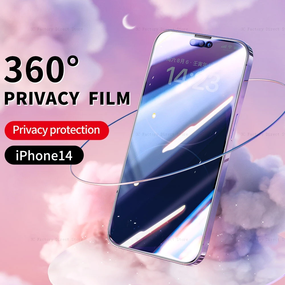 2 PCS 360 Privacy Screen Protector for iPhone 14 Pro max 13 12 11 Pro 7 jpg