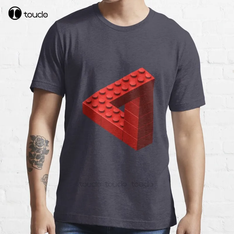 New Escher Toy Bricks - Red T-Shirt Cotton Men Tee Shirt Custom Aldult Teen Unisex Digital Printing Tee Shirts Regalo Personalizzato