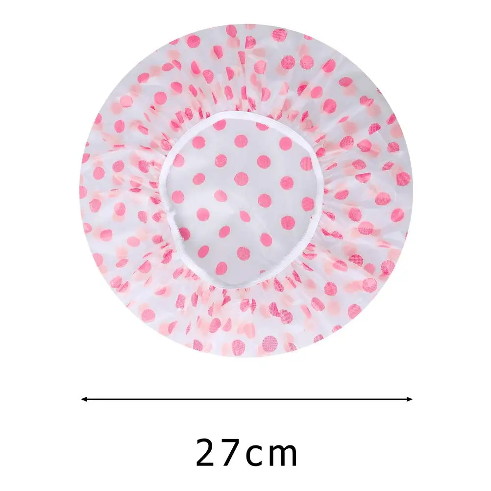 3Pcs Women Shower Cap Waterproof Wide Elastic Band Reusable Bashroom Cap Fashion Wave Point Shower Hat Bathroom Accessories 3
