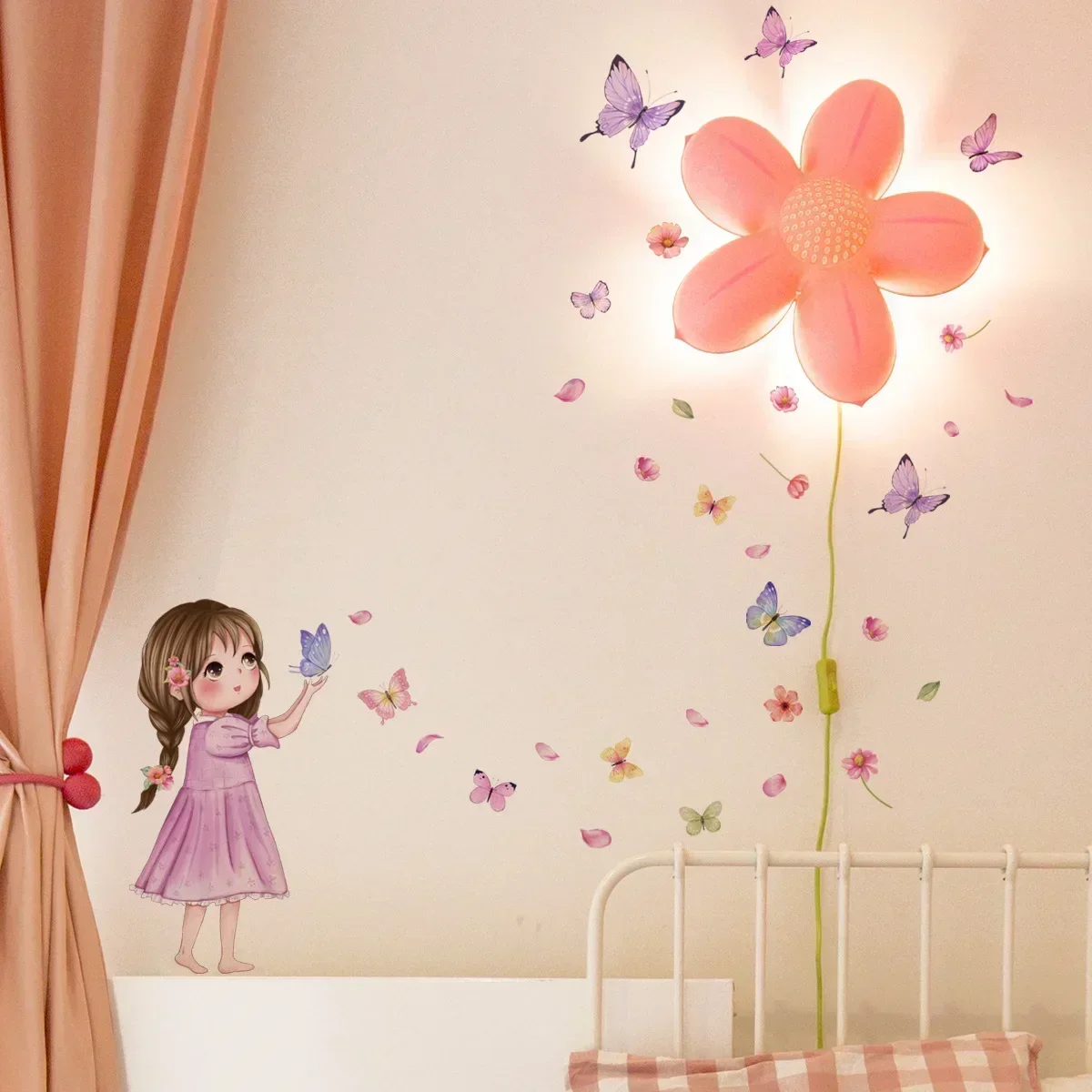 Cute Girl & Butterfly Wall Stickers 5