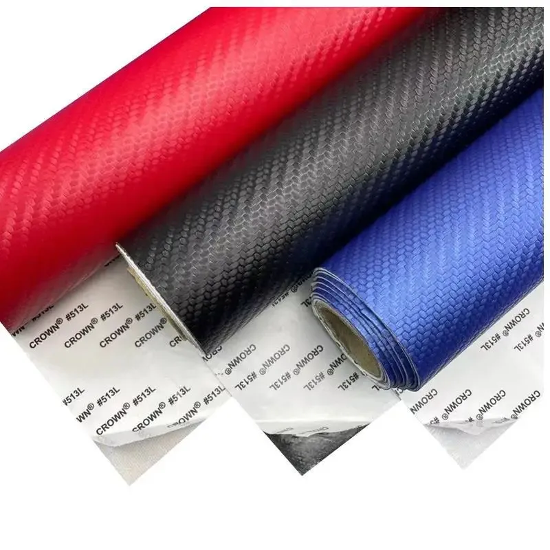 Self-Adhesive Carbon Fiber Leather Backing Crown 513L Car Decorative Threshold Strip Door Panel Anti-Kick PVC Leather