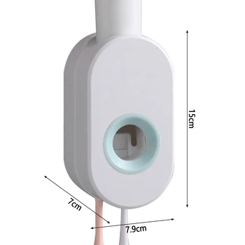 Automatic Toothpaste Squeezer Wall-mounted, Adhesive Toothpaste Holder with Toothbrush Organizer For Bathroom Kids and Adult 2