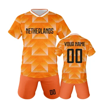 Customized Netherlands Soccer Jersey Kids Football Set Breathable Soccer Training Uniform Boys Girls Quick-Drying Sportswear 1
