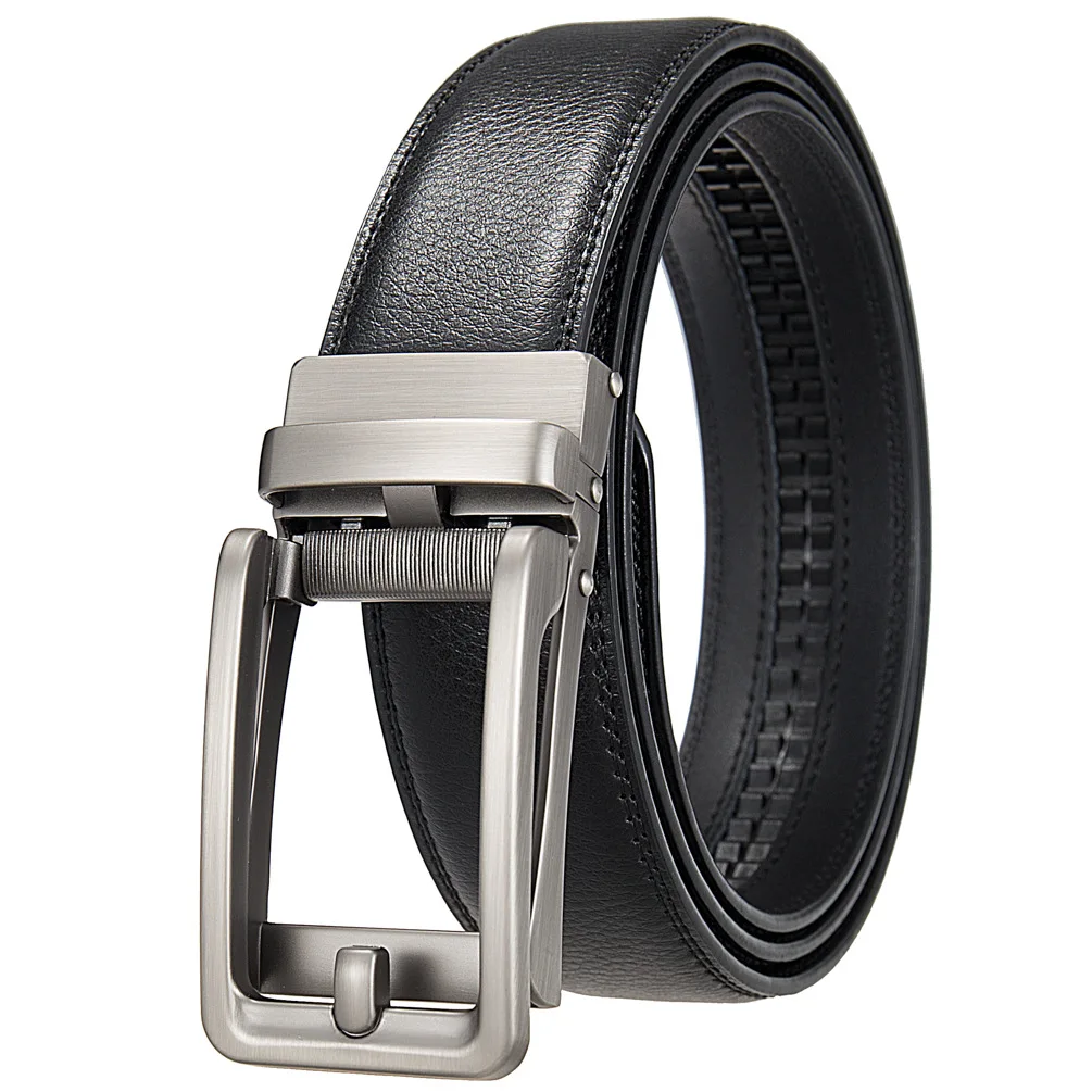 

3.5cm Width Men's Genuine Leather Belt Alloy Automatic Buckle Two-layer Cowhide Business Casual Belt for Men