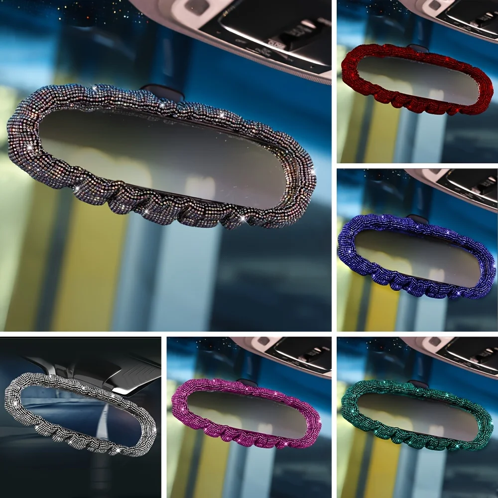 Rearview mirror cover Elegant Plush Bling Mirror Cover for Women-Universal Durable Auto Decor