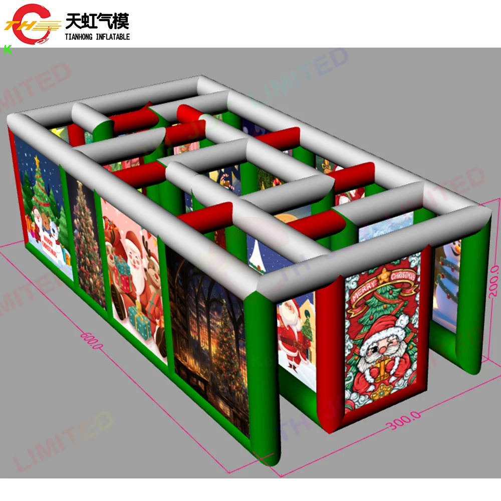Fast Shipping 6x3m Digital Printing Inflatable Haunted Maze Christmas Inflatable Labyrinth Maze Arena for Sale 2