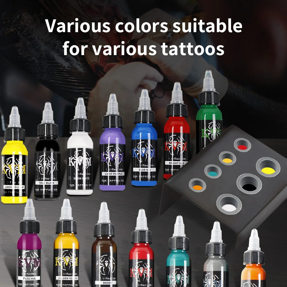 KVM 30ml 7/14 Colors Professional tattoo ink for body art natural plant micro pigment permanent tattoo ink tattoo ink tattoo ink pigment tattoo ink kit