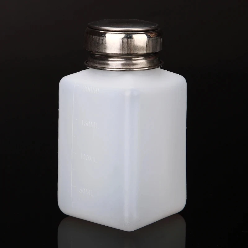 Refillable Bottle 200ML Portable Press Empty Liquid Alcohol Pump UV Gel Nail Polish Cleaner Acetone Water Remover Dispenser