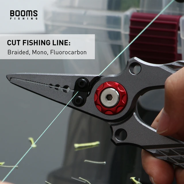 Booms Fishing X12 Aluminum Fishing Pliers with Coil Lanyard and Nylon  Sheath Fish Line Cutter Hook