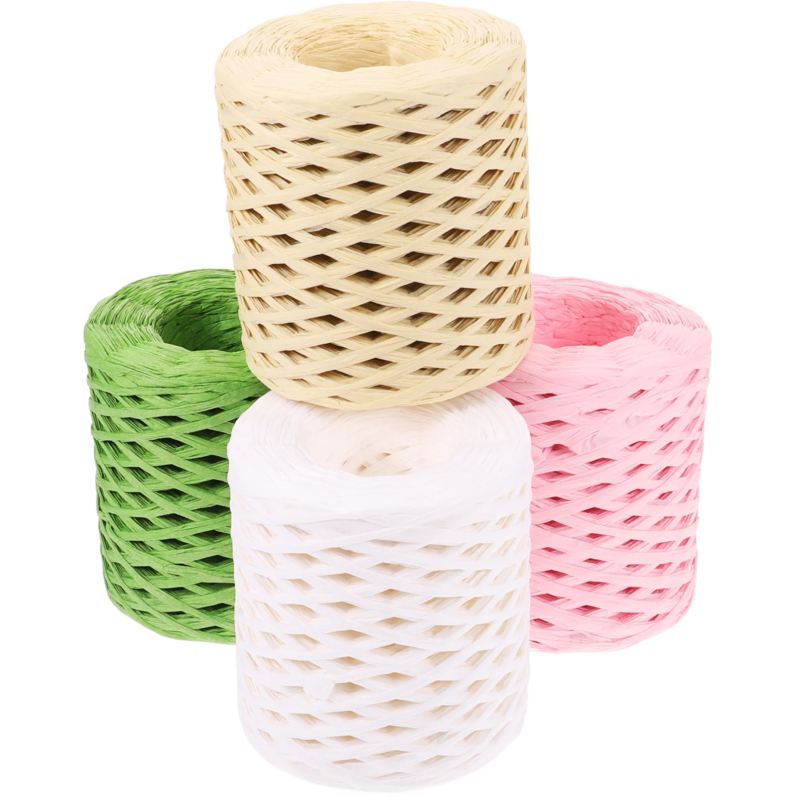 

4 Rolls Raffia Twine Craft Raffia Ribbon Christmas Gift Packing Ribbon Accessory