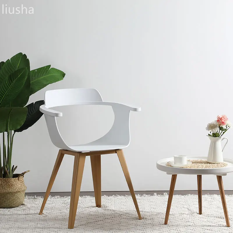 

Modern fashion small house chair casual home creative Nordic simple coffee plastic backrest iron tripod dining chair