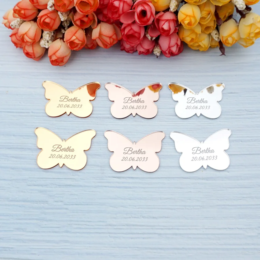 Etiquetas de mariposa personalizadas, tarjetas de nombre grabadas en  acrílico, tarjeta de invitación de boda personalizada, decoración de mesa  de regalo para invitados de fiesta - AliExpress, image size:900x900