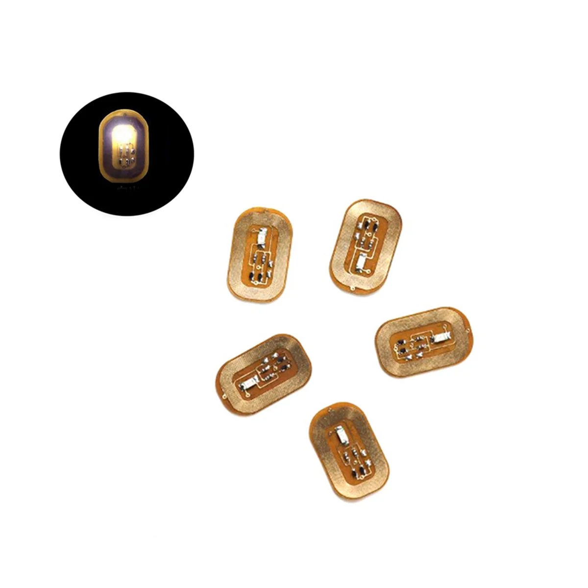 5Pcs NFC Flash Nail Sticker LED Bare Chip Intelligent Luminous Nail Lamp Nail Sticker Enhancement, White Light 2