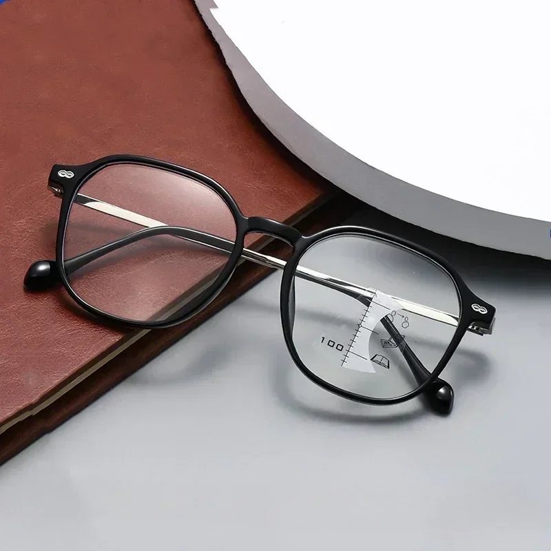 Fashionable Multifocal Reading Glasses for Men Women New Trend Square Presbyopia with Far Sight Unisex Vintage Hyperopia Eyewear 5