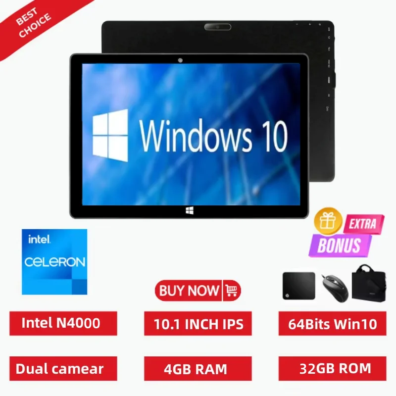 Big Sales Max111 10.1 INCH Intel N4000 CPU 64Bit Windows 10 Tablets 4GBDDR-RAM 32GB ROM USB 3.0 1280 x 800IPS HDMI