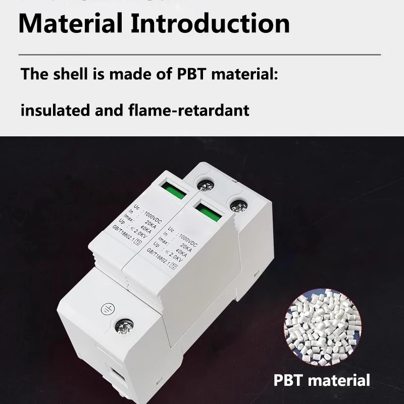 Power surge protector SPD lightning arrester low voltage household 2-pole surge voltage protection DC 500V 800V 1000V 40KA 60KA