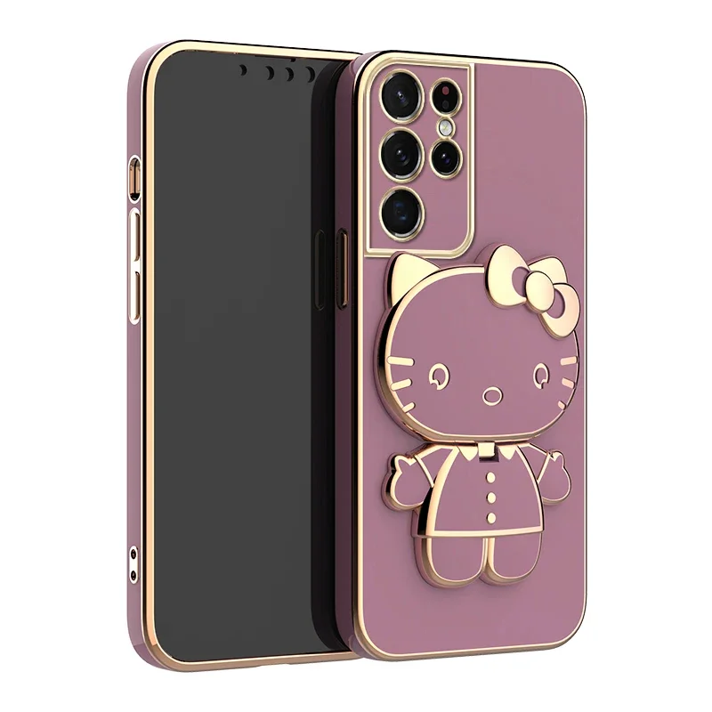 thumbnail image 1 of Funda de teléfono chapada de Hello Kitty para Samsung Galaxy, cubierta con soporte de espejo, A25, A35, A55, A15, A13, A23, A33, A53, A73, A12, A22, A32, A52, A72, 1 of 5