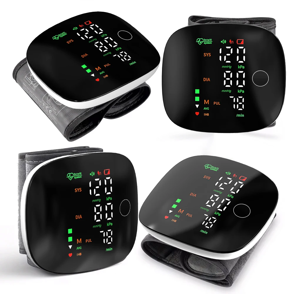 Wrist Blood Pressure Monitor Multilingual Broadcast Sphygmomanometer USB Rechargeable Blood Pressure Meter Medical Tonometer