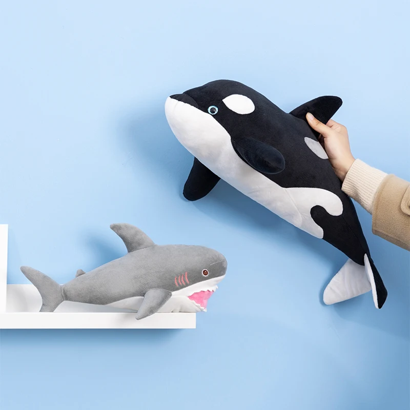 40/50cm simulado baleia assassina grande tubarão branco brinquedos de pelúcia bebê crianças bonito adorável macio pelúcia bonecas animais do mar travesseiro de pelúcia