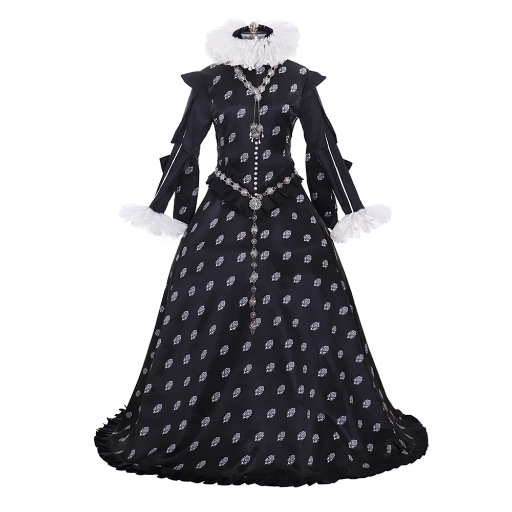 Splendido Nobile Regina Elizabeth Costume Tudor Abito Nero Medievale Vittoriano Rinascimentale Principessa Abito Da Ballo Vestito Da Festa