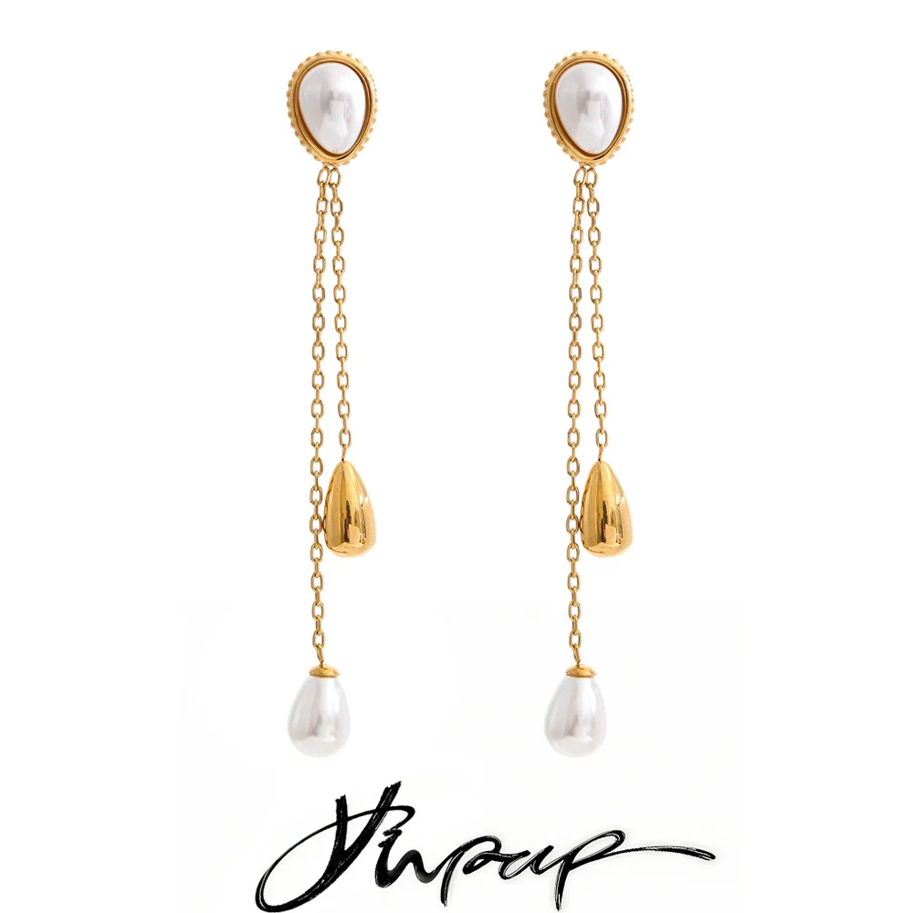 Yhpup Simulated Pearls Water Drop Long Chain