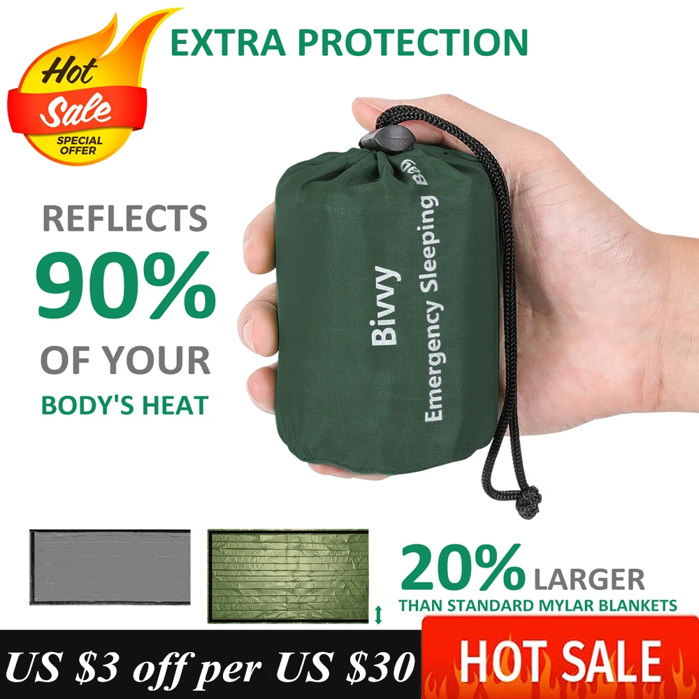 Emergency Sleeping Bag Bivy Sack Survival Kit Blanket Bags Waterproof