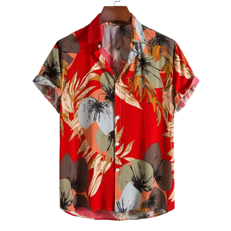 

Leisure Mens Short-sleeved Shirts Summer New Fashion Florals Printed Loose Shirt For Men Clothes Casual Buttoned Lapel Cardigans