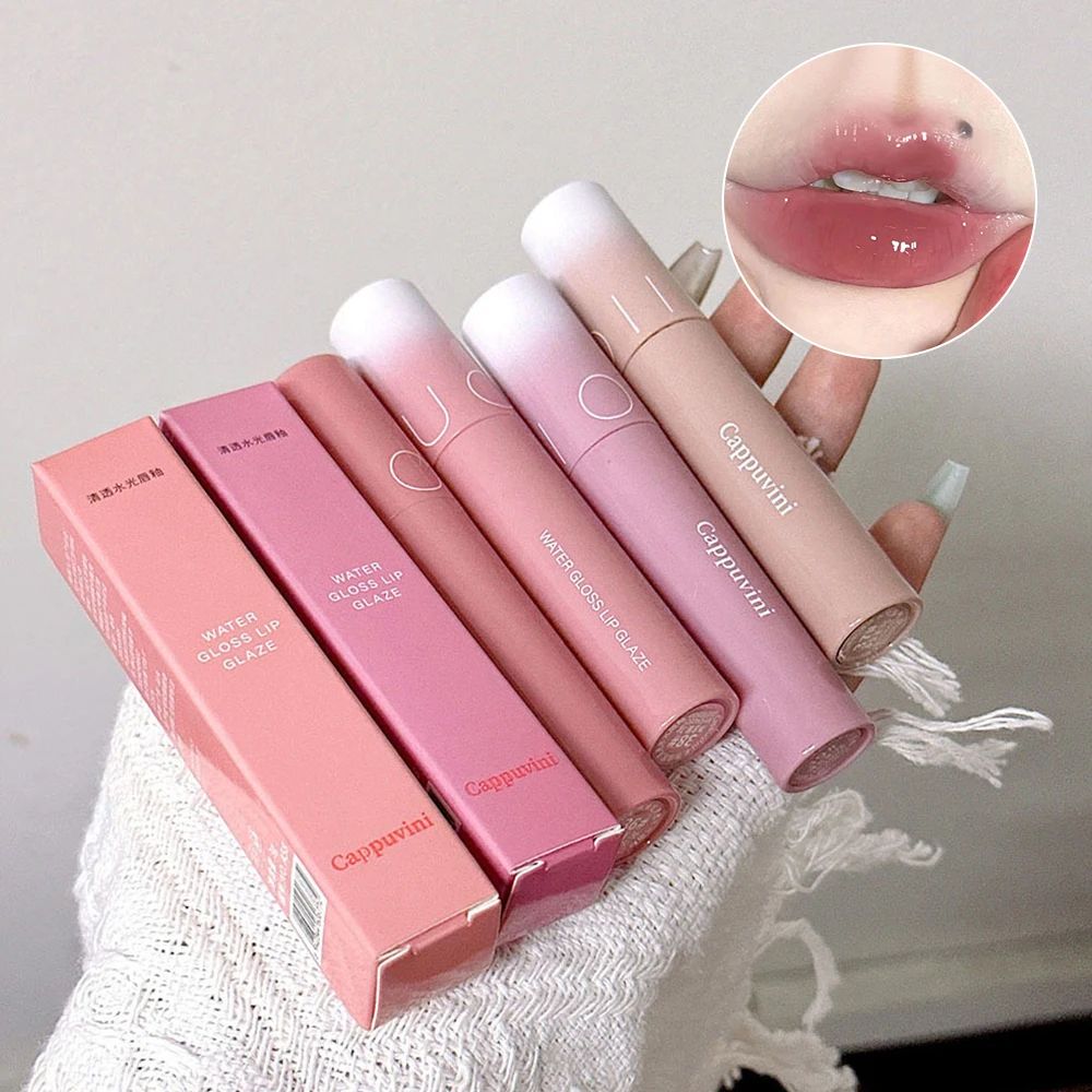 Cappuvini four-color clear water gloss lip glaze moisturizing juice lip gloss easy to apply long-lasting makeup lipstick lip gloss lip makeup lip glaze