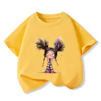 Pensée fille T-shirt pour filles coton enfants T-shirt dessin animé enfants vêtements décontractés adolescent bébé fille décontracté Y2K hauts 6 8 10 12 ans 4