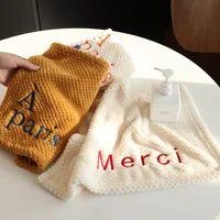 INS Texture Square Towel Quick Dry Letter Embroidery Hand Towel Soft Water Absorption Hand Towel for Kitchen Bathroom zakdoek 3