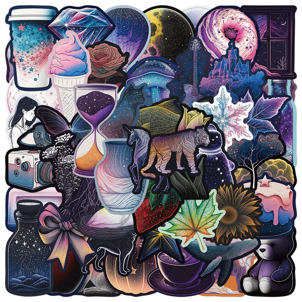

10/30/50pcs INS Fantasy Style Animals Plant Cartoon Stickers Aesthetic Decoration Decals Sticker for Phone Case Skateboard Diary