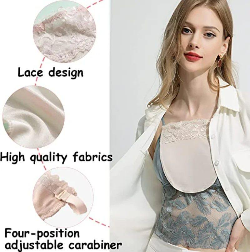 Women's Lace Mulberry Silk Cleavage Cover Up Camisole Color Breathable Invisibl Women Easy Clip-on Lace Mock Camisole Bras women lingerie bra women tank tops lace camisole tops