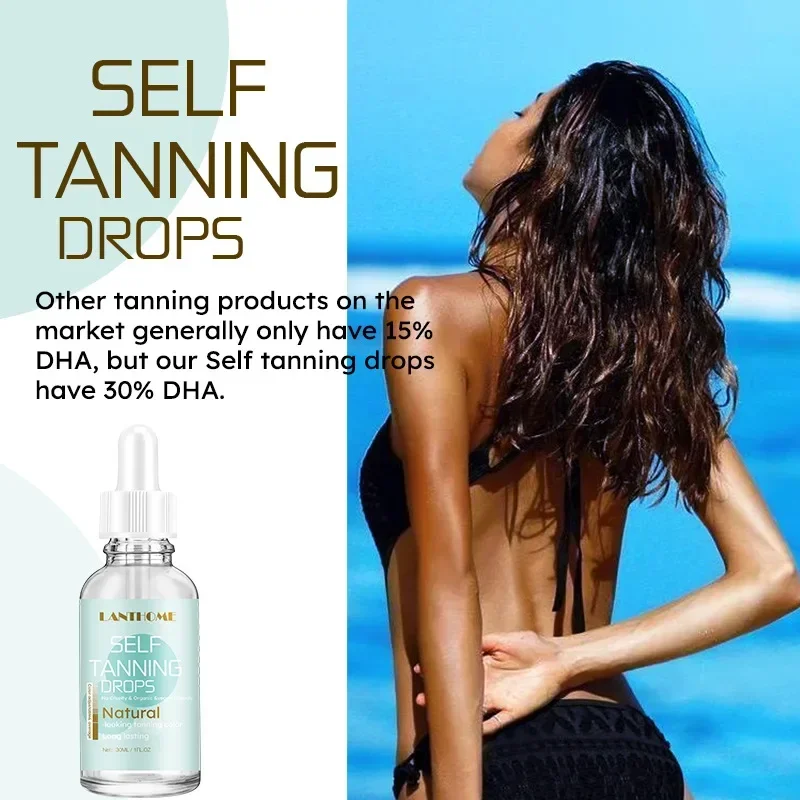 Lanthome 30ml Self-Tanning Drops Body Lotion Natural Tanning Oil for Skin Care Without UV Damage Quickly Absorb Sun Tan Body Oil