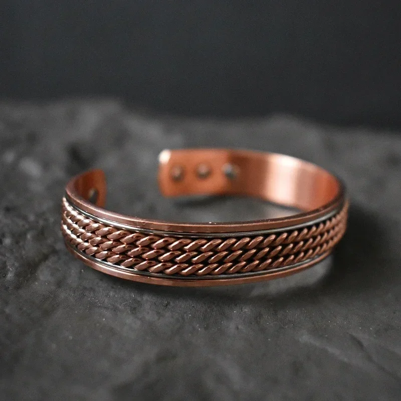 Solid 99.99% Pure Copper Adjustable Cuff Bracelet For Women & Men – Vintage Plum Blossom Design, Hypoallergenic, Gift Box Included