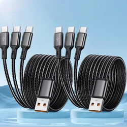 Triple Connector USB - C 100W Fast Charging & Data Transfer Cable - 1.2m (Black  x2)
