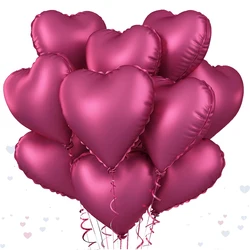 10 - Pack Rose Red & Pink Heart Foil Balloons for Romantic Celebrations (Matte rose red)