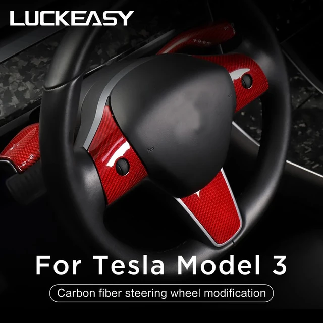 3K240G Für Tesla Modell 3 Mdoel Y Auto Innen Zubehör Lenkrad Patch Model3  2023 Carbon Fiber Lenkrad Schmücken - AliExpress