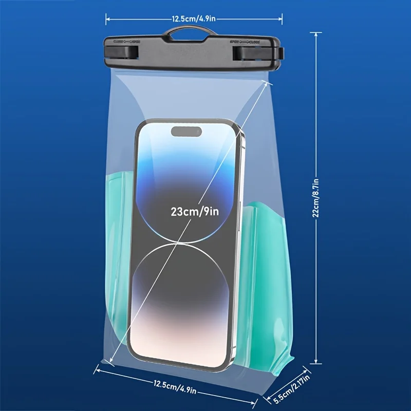 2 PCS Wave Design Large Capapcity Waterproof Phone Bag, Swimming Surfing Earphone Cards Passport Keys Pouch