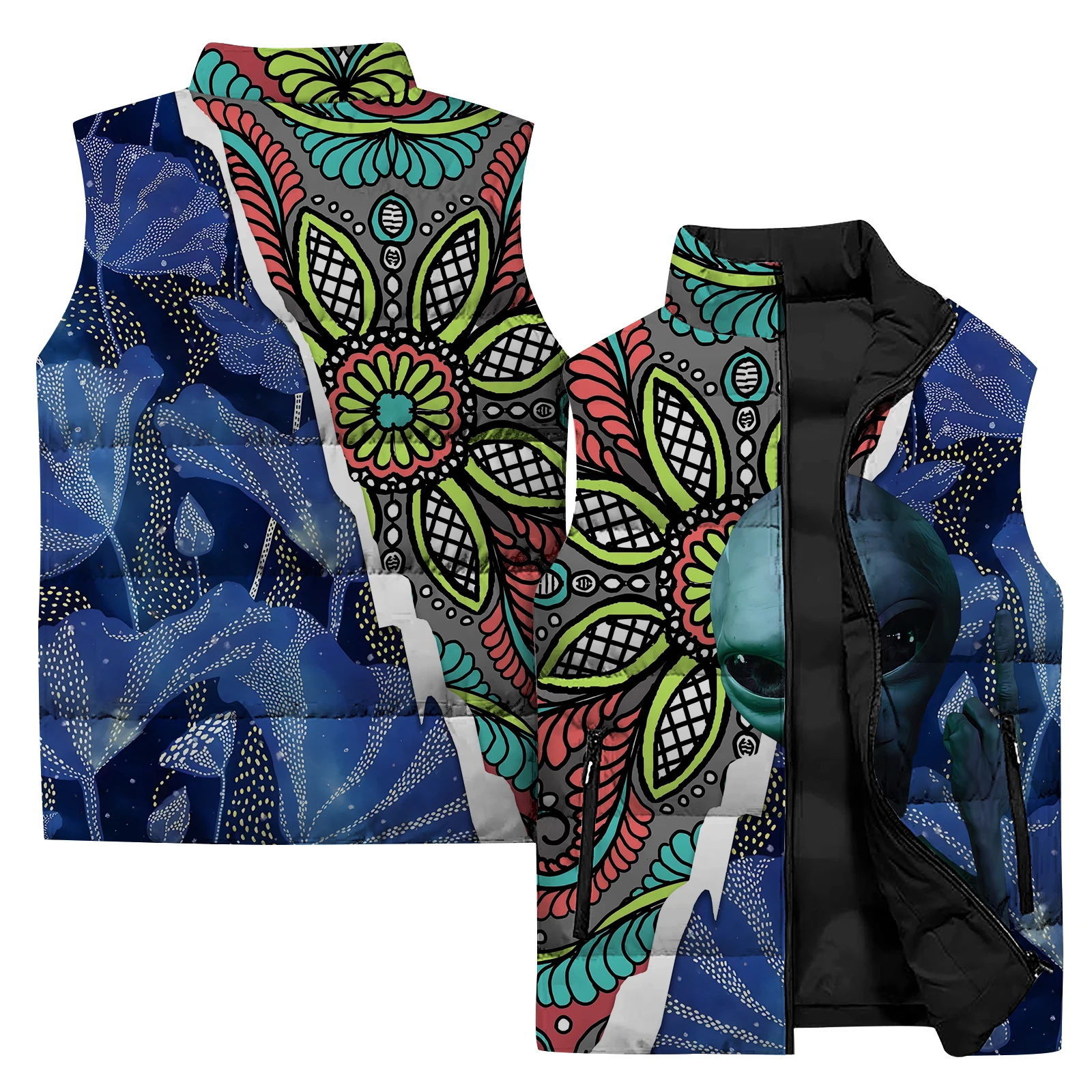 thumbnail image 1 of Chaleco de invierno para hombre, chaqueta holgada y cálida, ropa gótica, chaqueta con estampado de monstruo genial, chaquetas para hombre, chalecos de calle Harajuku, 1 of 5