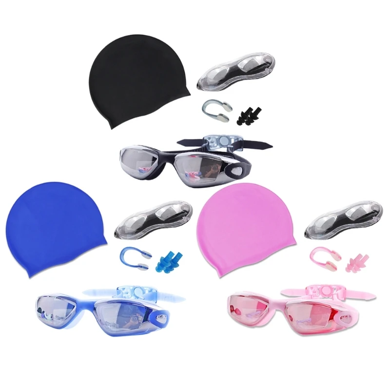 Swimming Goggles Stretch Swimming Caps Hat Swim Glasses with Nose Clip Ear Plugs AliExpress
