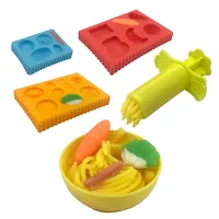 Food Play Dough Molds for Kids Plastics Fruit Vegetable Dumpling Noodle Mold Knife Fork Bowl Plate Playdough Accessories Toys 2