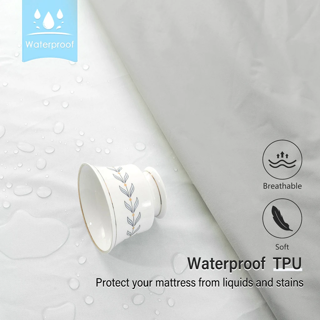 Mattress Protector Waterproof Breathable Fitted Mattress Cover Washable and Easy Care Mattress Cover