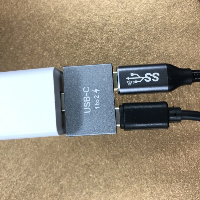 Compact Size USB C Male to USB C Female Splitter for Type Data Cable Metal for Shell Splitter Convte